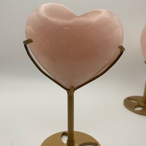 Elegant Pink Heart Sculpture on Gold Stand